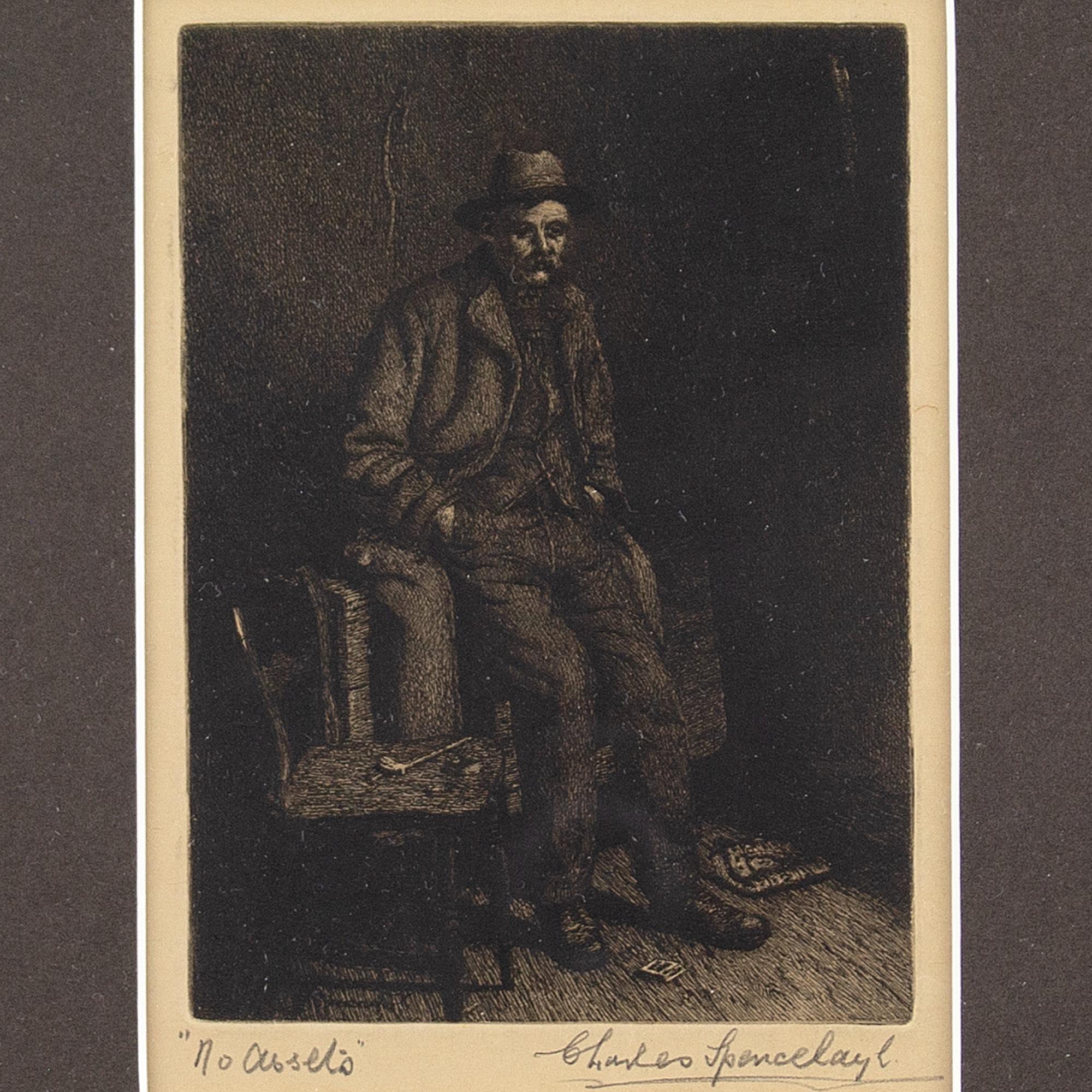 Charles Spencelayh, No Assets, Etching 2