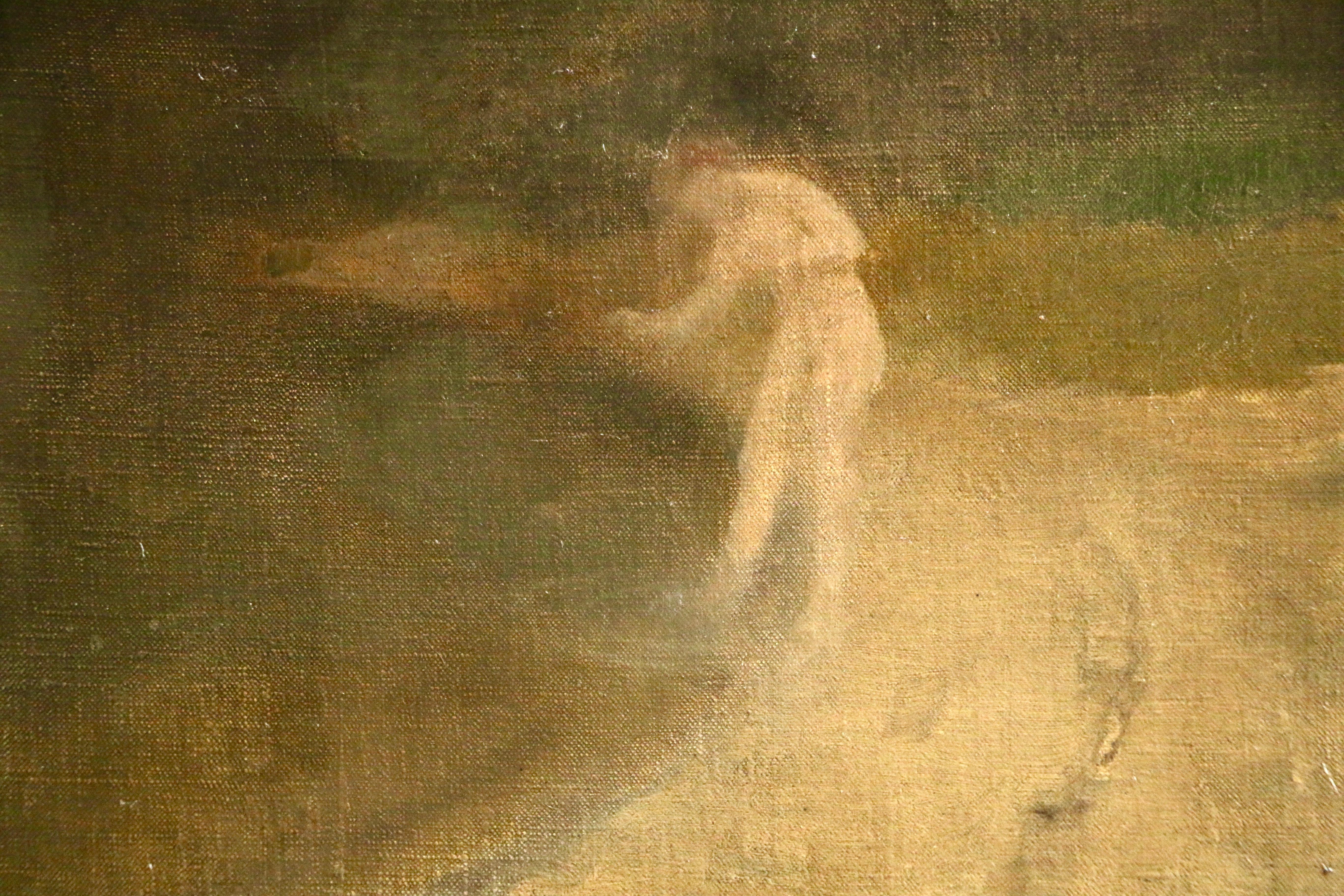 Bather by Lake - 19th Century Oil, Nude Figure in Landscape by C Sprague Pearce - Painting by Charles Sprague Pearce