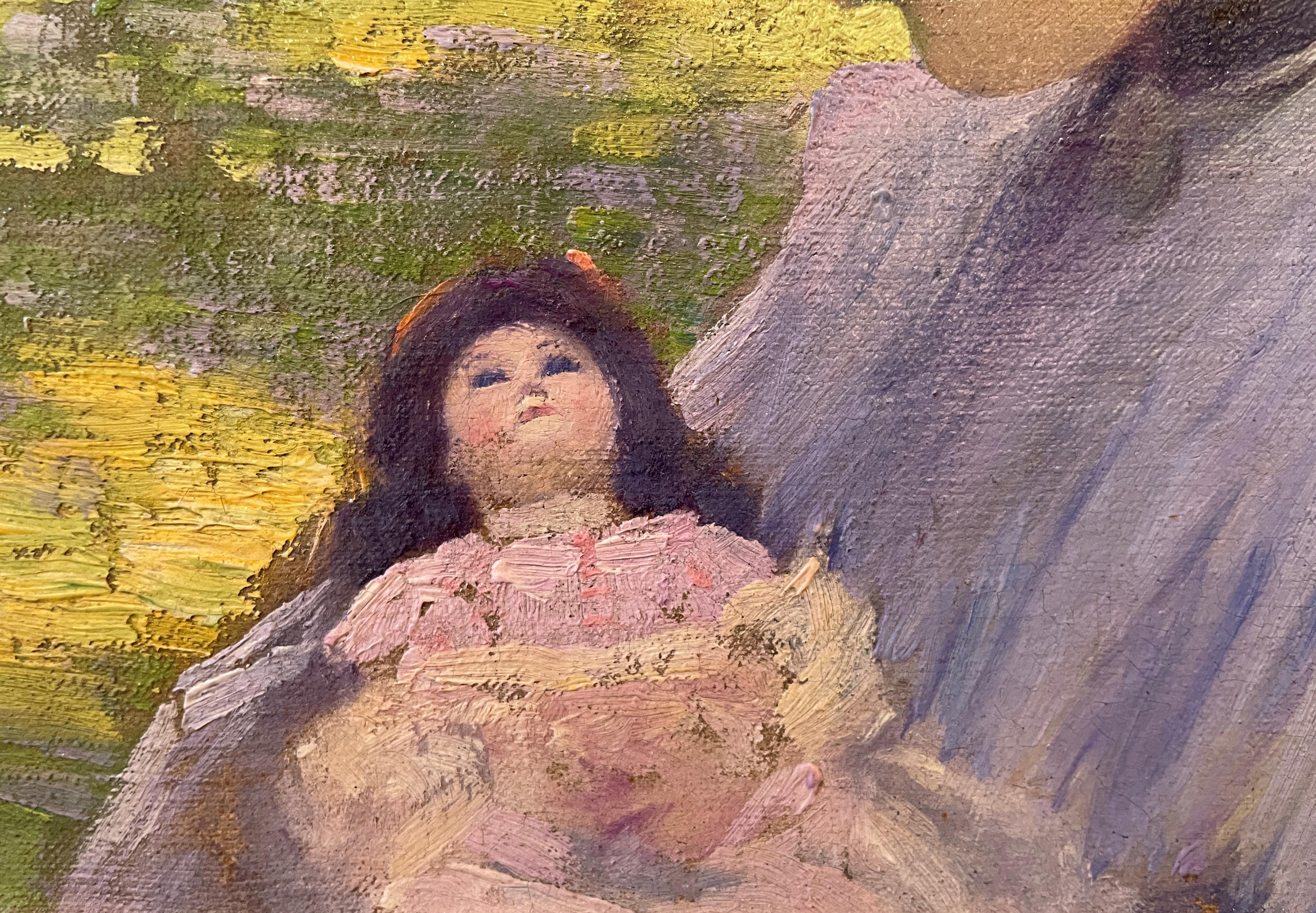 „Mädchen mit Puppe“ Charles Sprague Pearce, amerikanischer Impressionismus, figurativ im Angebot 2