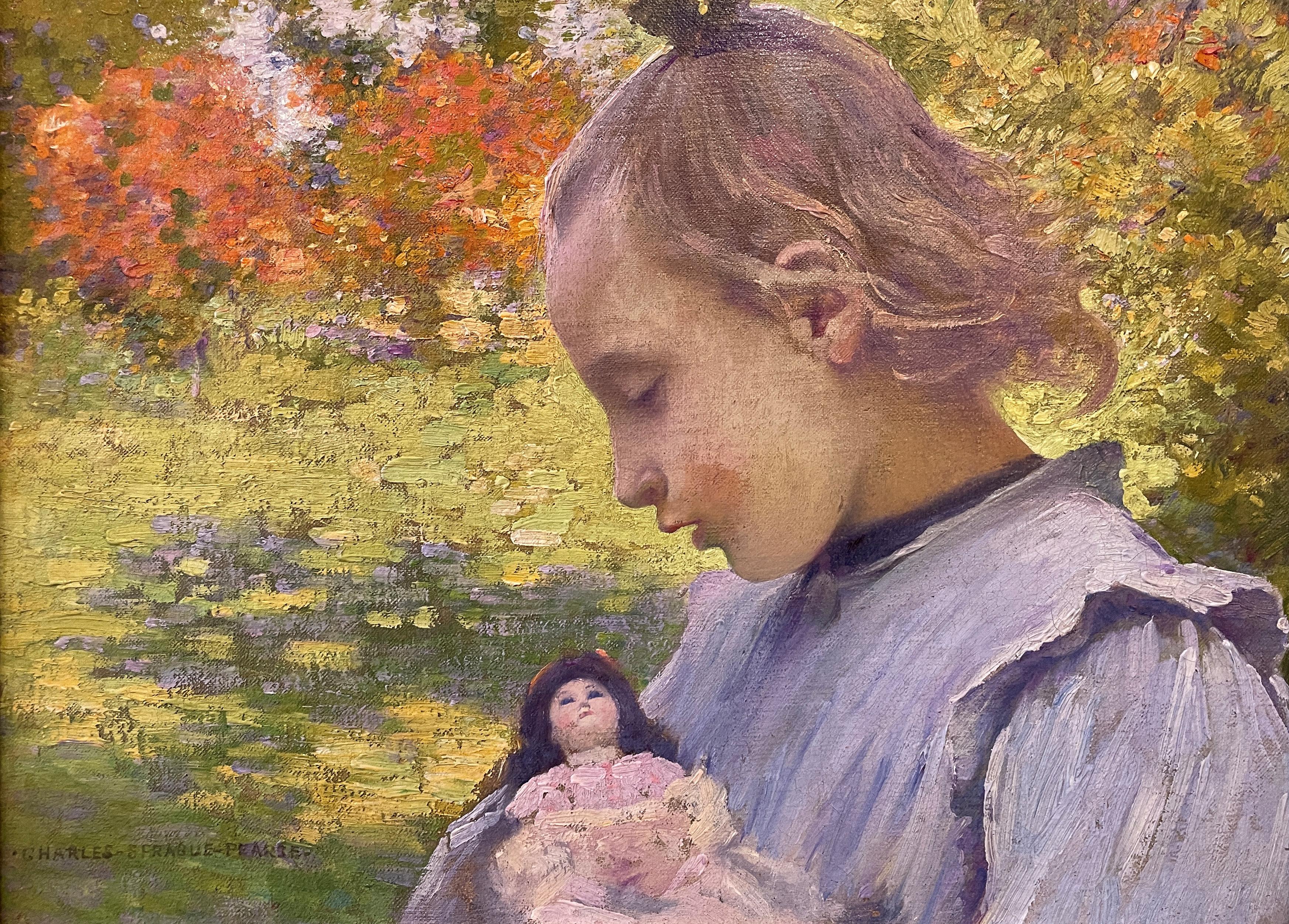 Charles Sprague Pearce
Girl with Doll, circa 1895
Signed lower left
Oil on canvas
10 x 14 inches

Provenance:
Estate of William S. Barrett
Pierce Galleries, East Bridgewater, Massachusetts

Charles Sprague Pearce made a successful career painting