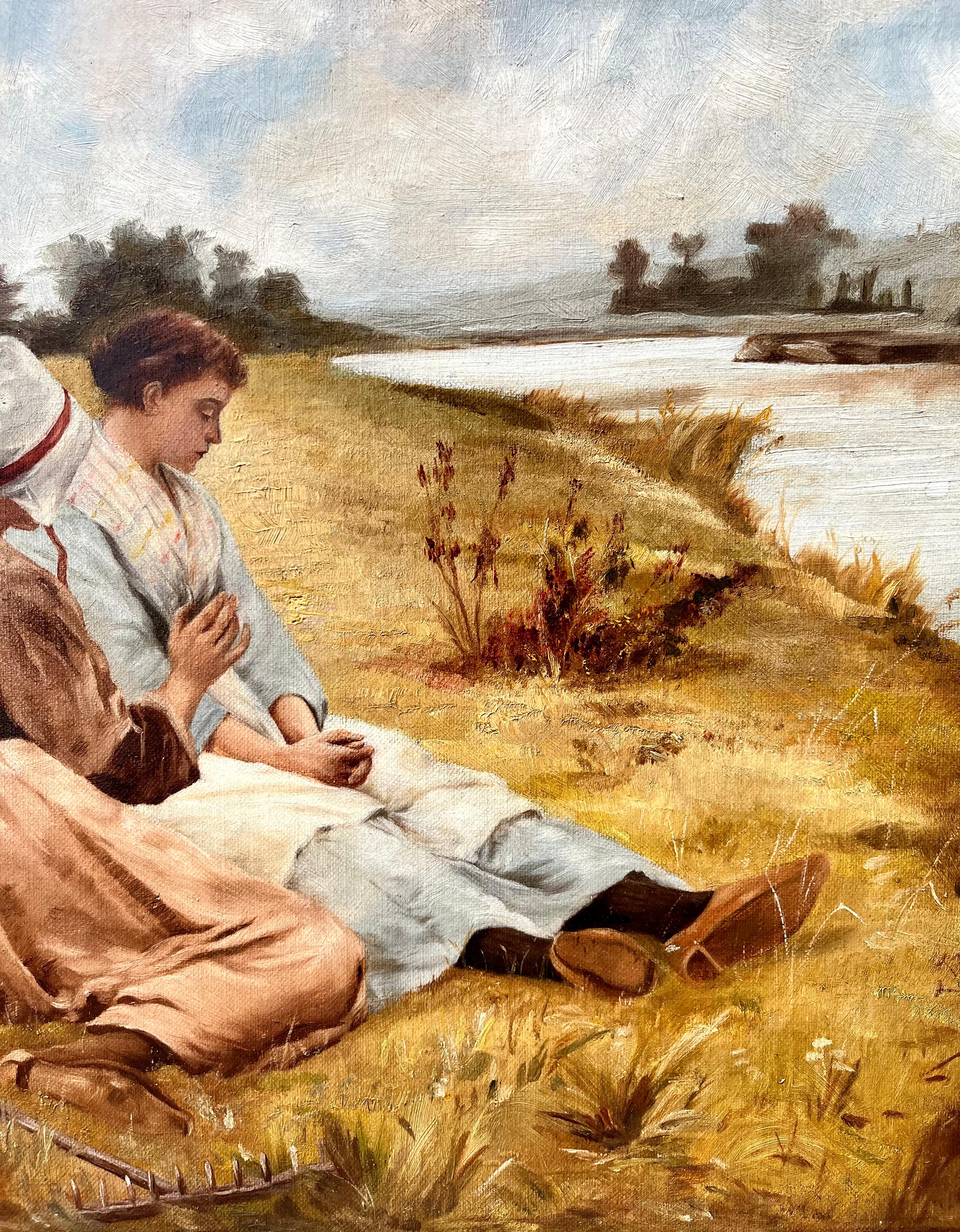 Studie über Figuren, die am Flussufer ruhen (Impressionismus), Painting, von Charles Sprague Pearce