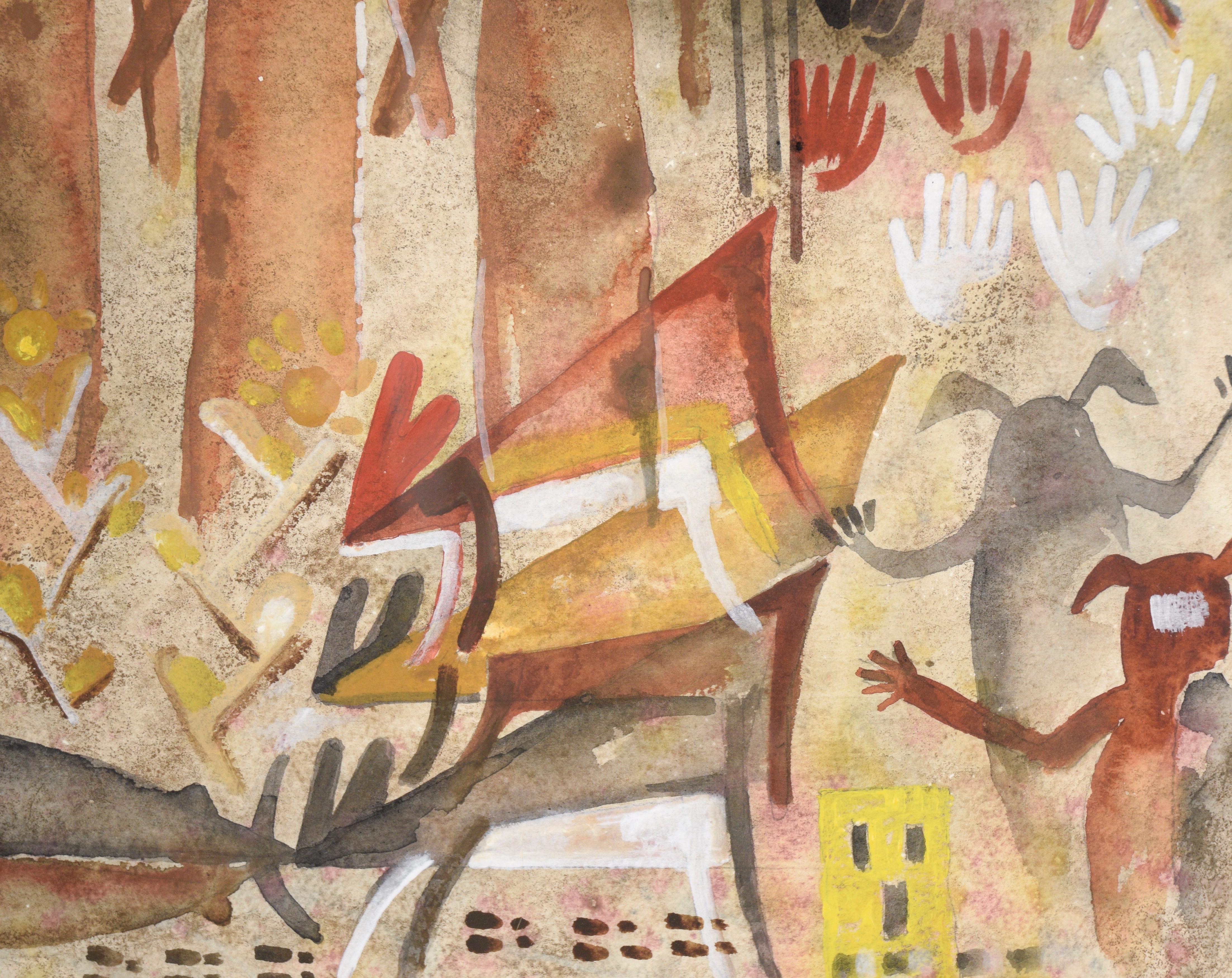Pictographs and Symbols - Modern Painting by Charles Stewart