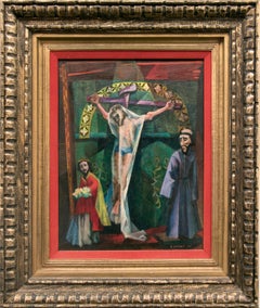Trampas Altar, 1950s Figurative Devotional Oil Painting by Charles Stewart