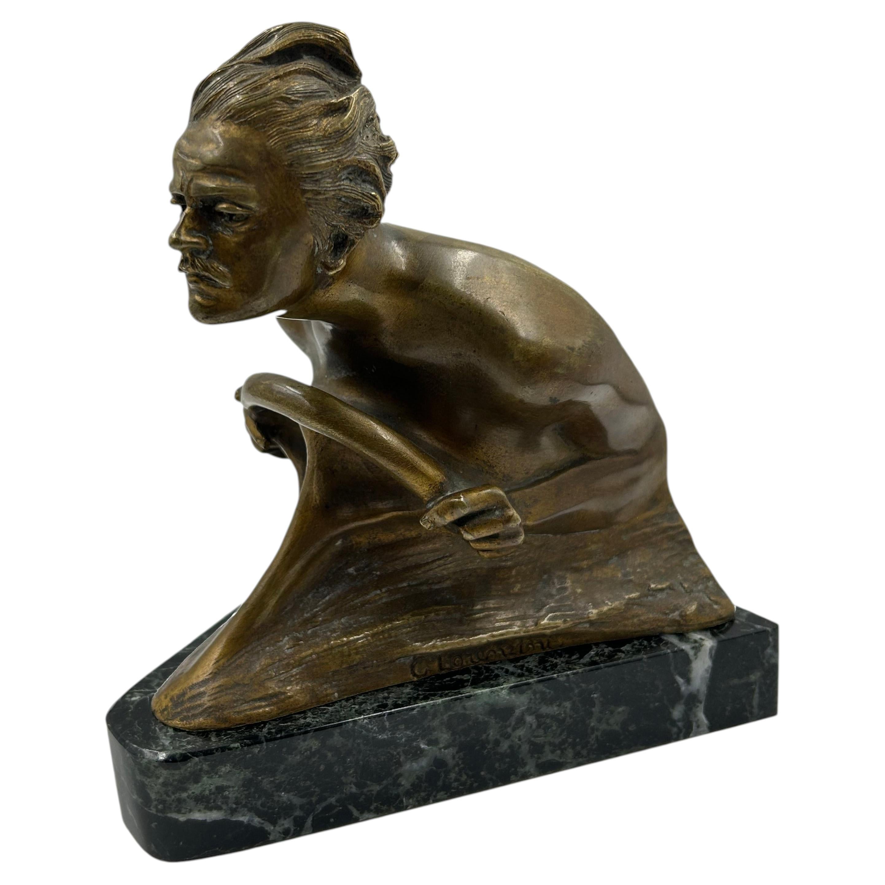 “Charles Stewart Rolls” Bronze Sculpture by Lorenzini, circa 1907