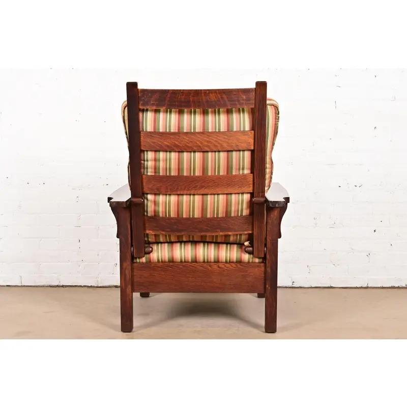Charles Stickley Silla de salón antigua Mission Arts & Crafts de roble, circa 1910 en venta 6
