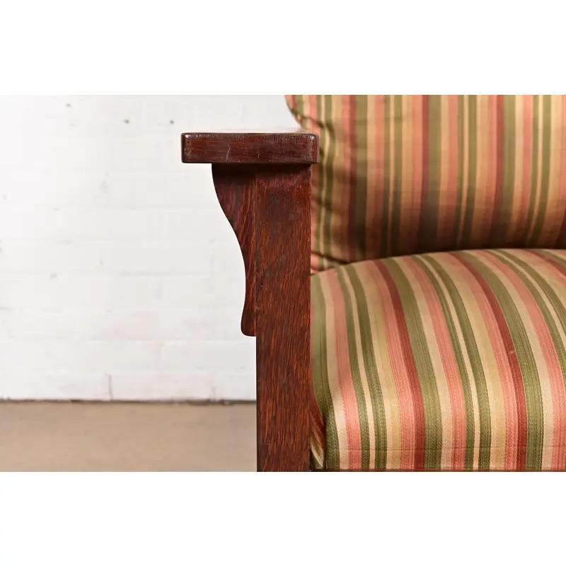 Charles Stickley Silla de salón antigua Mission Arts & Crafts de roble, circa 1910 en venta 2