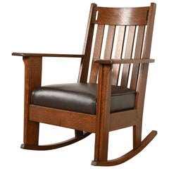 Charles Stickley Antique Mission Oak Arts & Crafts Rocking Chair, Newly Restored