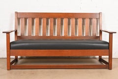 Charles Stickley Antique Mission Oak Arts & Crafts Settle Sofa or Bench