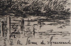 Holland : Fisherman Sailboats on the river, Original etching