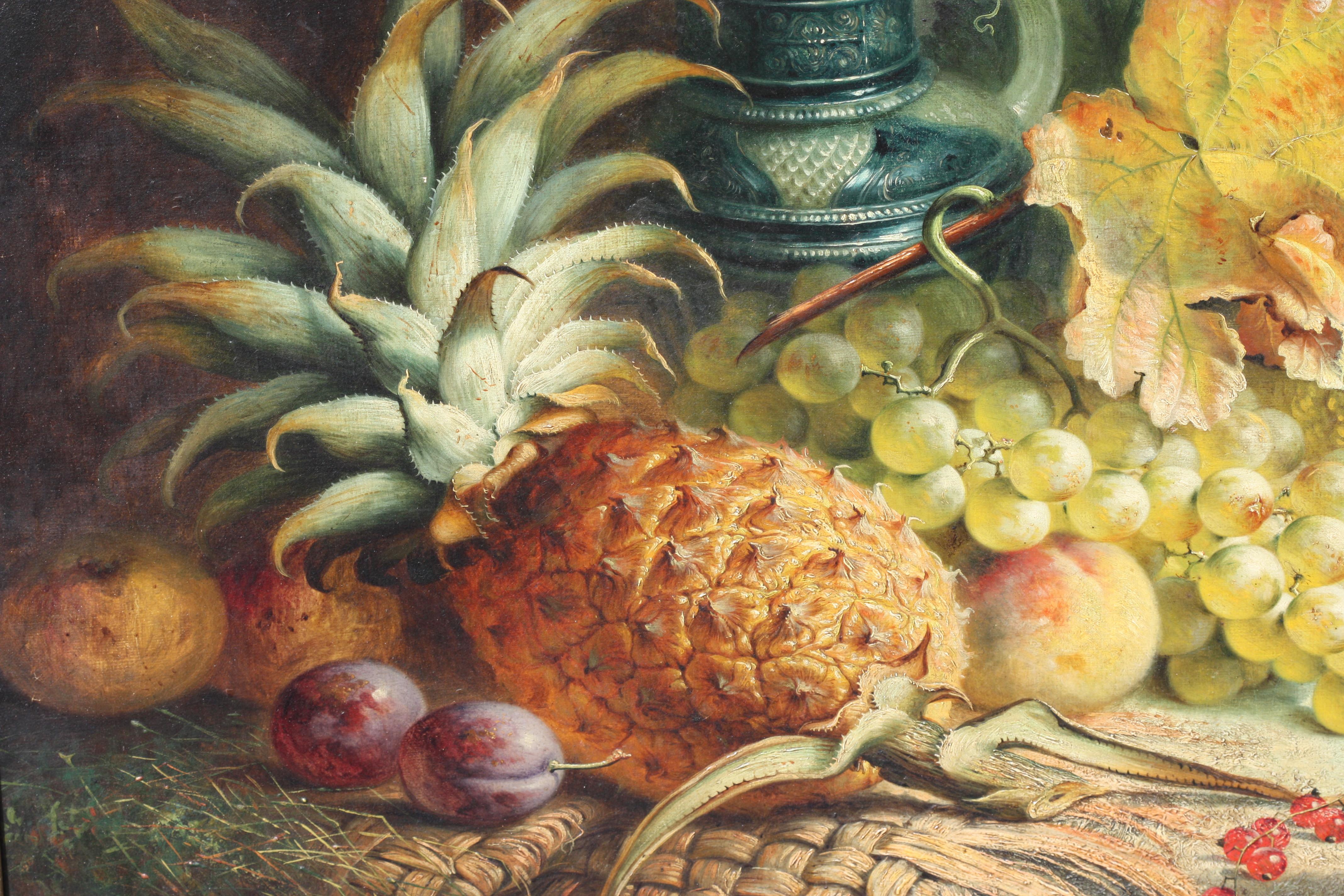 XIXe siècle Charles Stuart 'Fl. 1854-1868' « raisins, ananas, prunes, pomme, cruche » en vente
