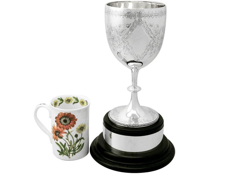 English Charles Stuart Harris Antique Victorian Sterling Silver Presentation Cup For Sale
