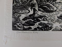 Original Linoleum Block Print - San Francisco Bay