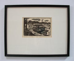 CHARLES SURENDORF - 'Cable Car and S.F. Bay' - Woodblock Print #1/100 - C.1937