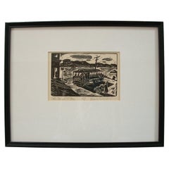 CHARLES SURENDORF - 'Teleférico y S.F. Bahía" - xilografía #1/100 - C.1937