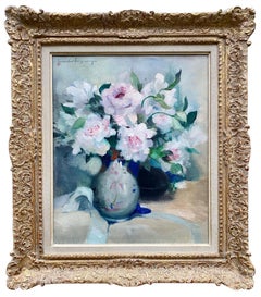 White and Pink Peonies in Vase, Charles Swyncop, Brussels 1895 – 1970, Signed