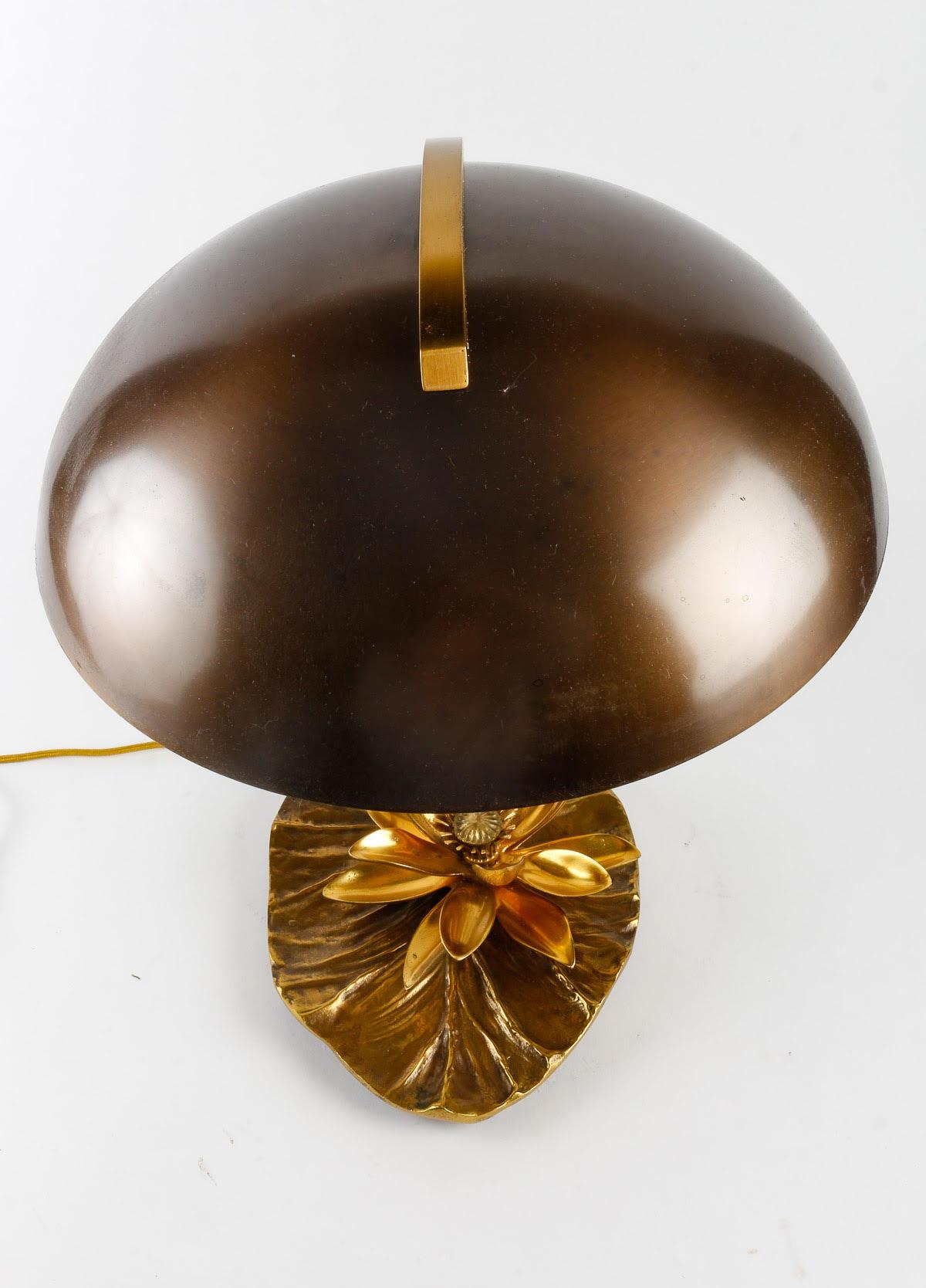 Bronze Charles Table Lamp, Model Nénuphar, 1970.