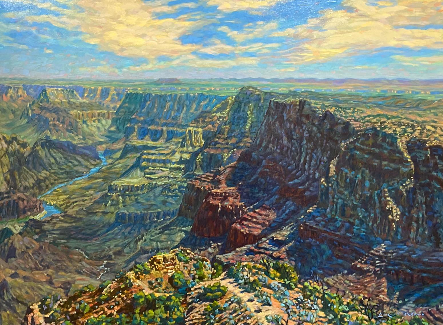 Est d'Eden, le Grand Canyon, paysage expressionniste original 30x40 - Painting de Charles Tersolo