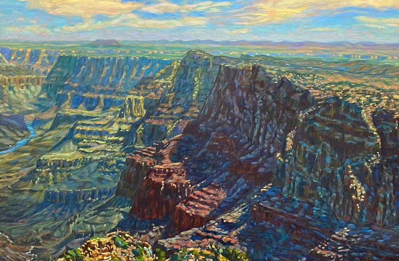 Al este del Edén, el Gran Cañón, paisaje expresionista original de 30x40 - Painting Expresionista de Charles Tersolo