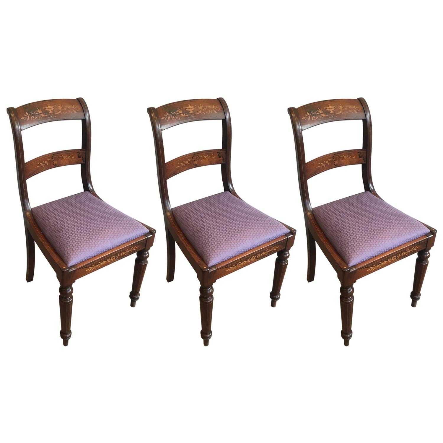 Charles the Xth Rosewood and Lemon Tree Chair Attributed to Jeanselme '3 Chairs'