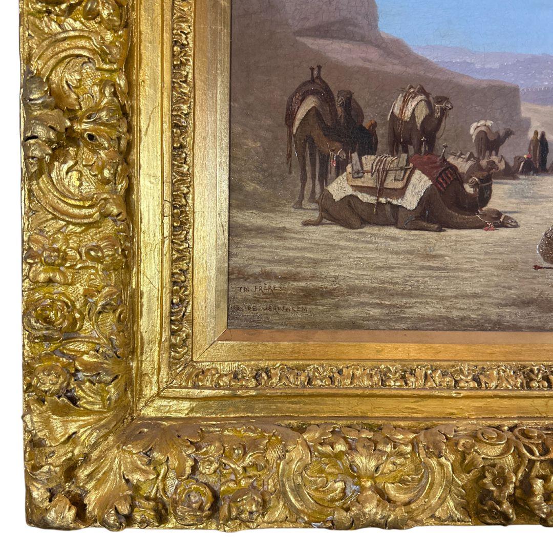 19th Century Large Antique orientalist Realistic Oil Painting on Canvas, Signed  4