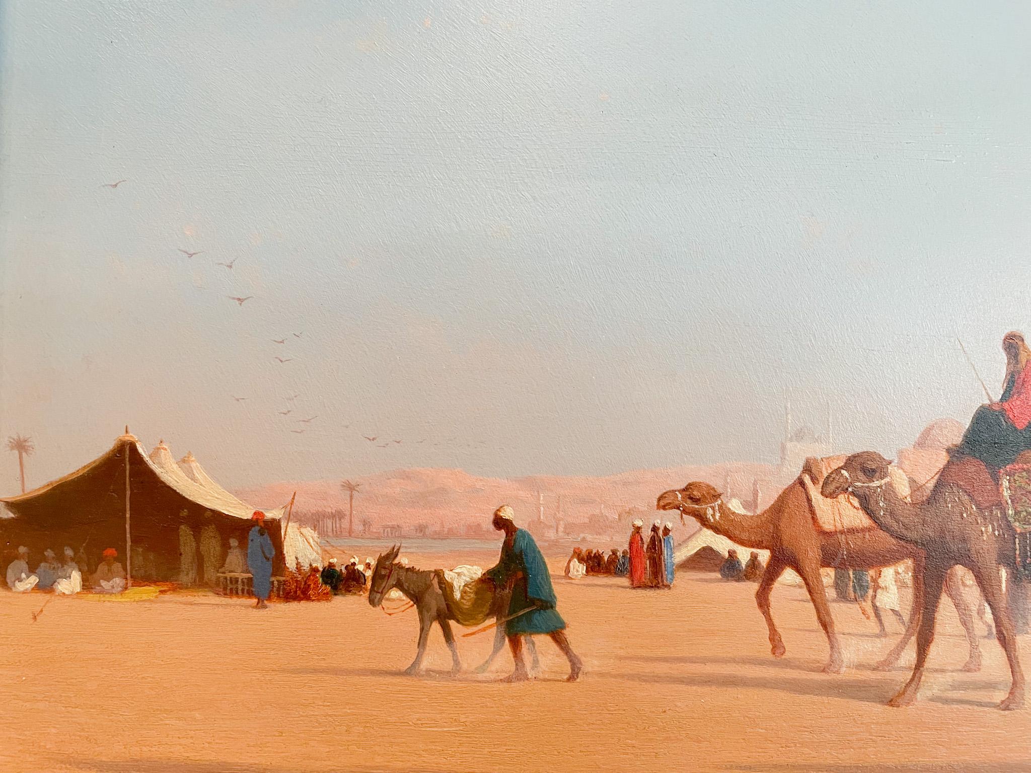 parture of the Caravan (Beige), Landscape Painting, von Charles Theodore Frere