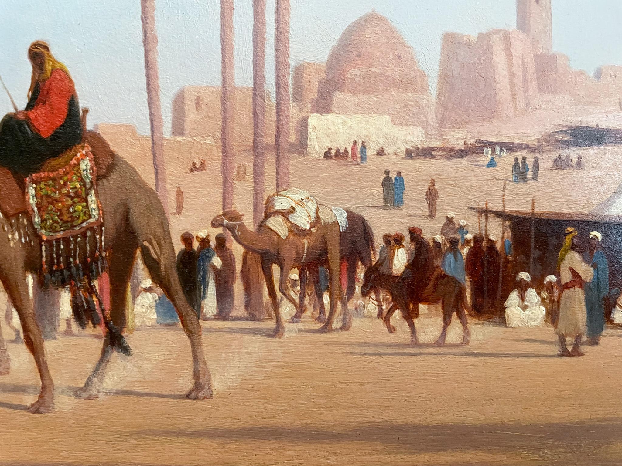 Departure of the Caravan - Beige Landscape Painting by Charles Theodore Frere