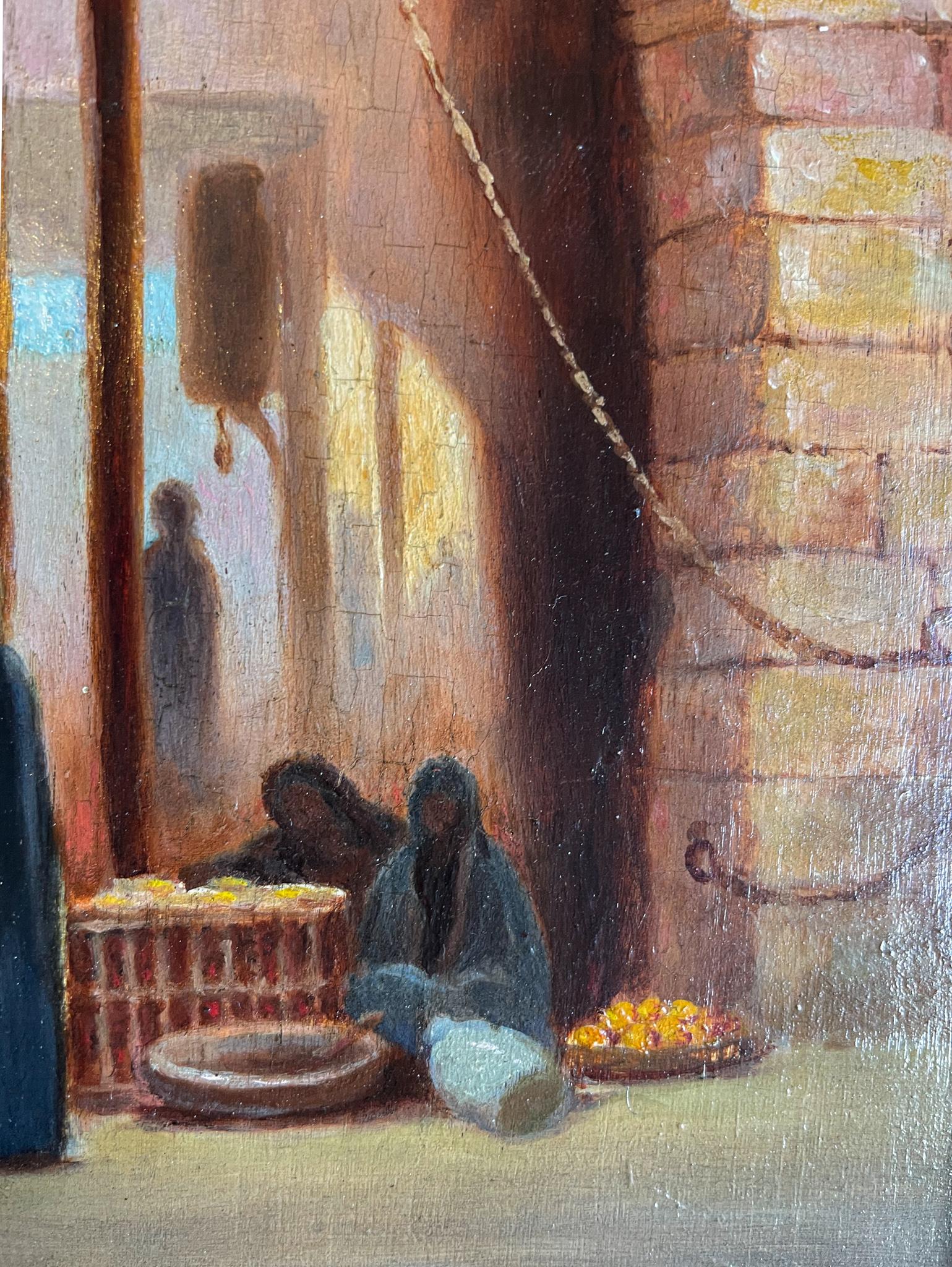 En el Bazar I - Figurative Painting Marrón de Charles Theodore Frere