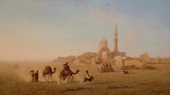 En dehors du Caire, école française, huile du 19ème siècle signée