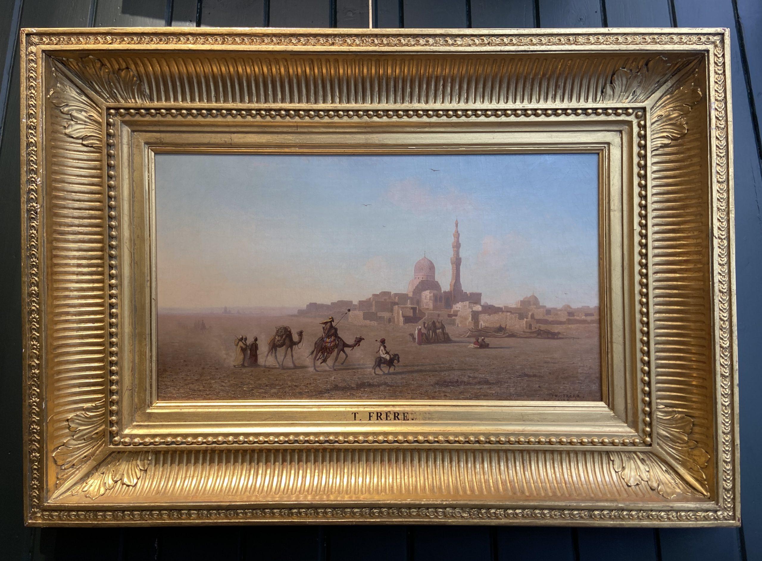 Outskirts of Cairo, French School 19th Century Signed Oil - Painting by Charles Theodore Frere