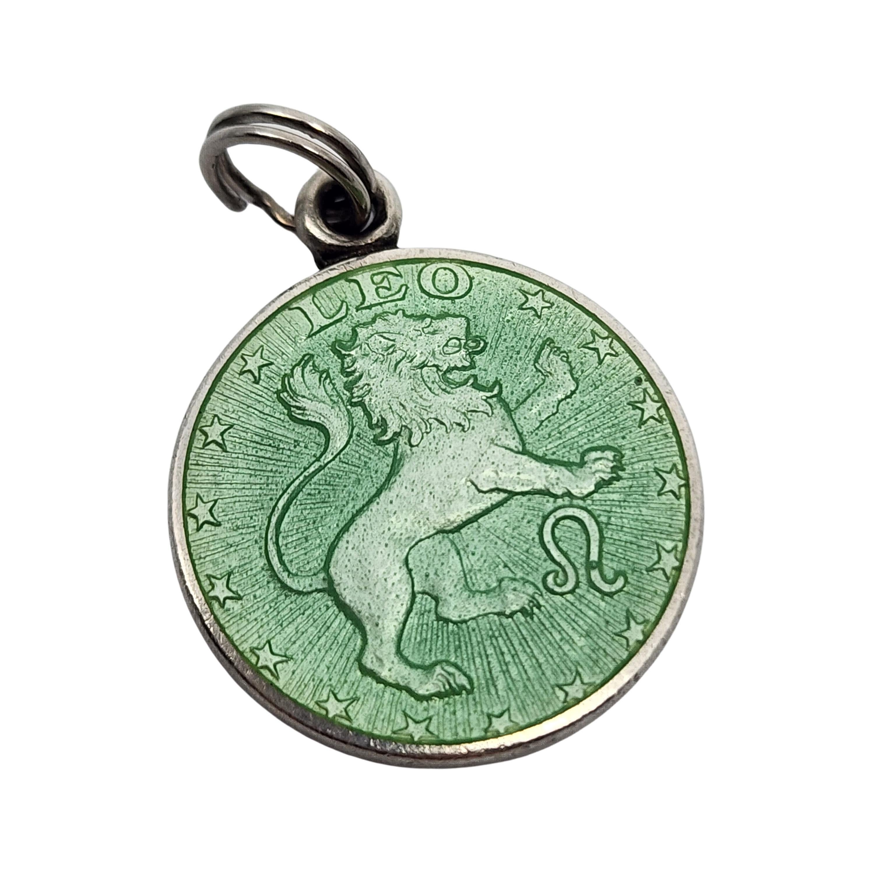 Women's Charles Thomae Sterling SIlver Green Enamel Zodiac Leo Charm #16143 For Sale