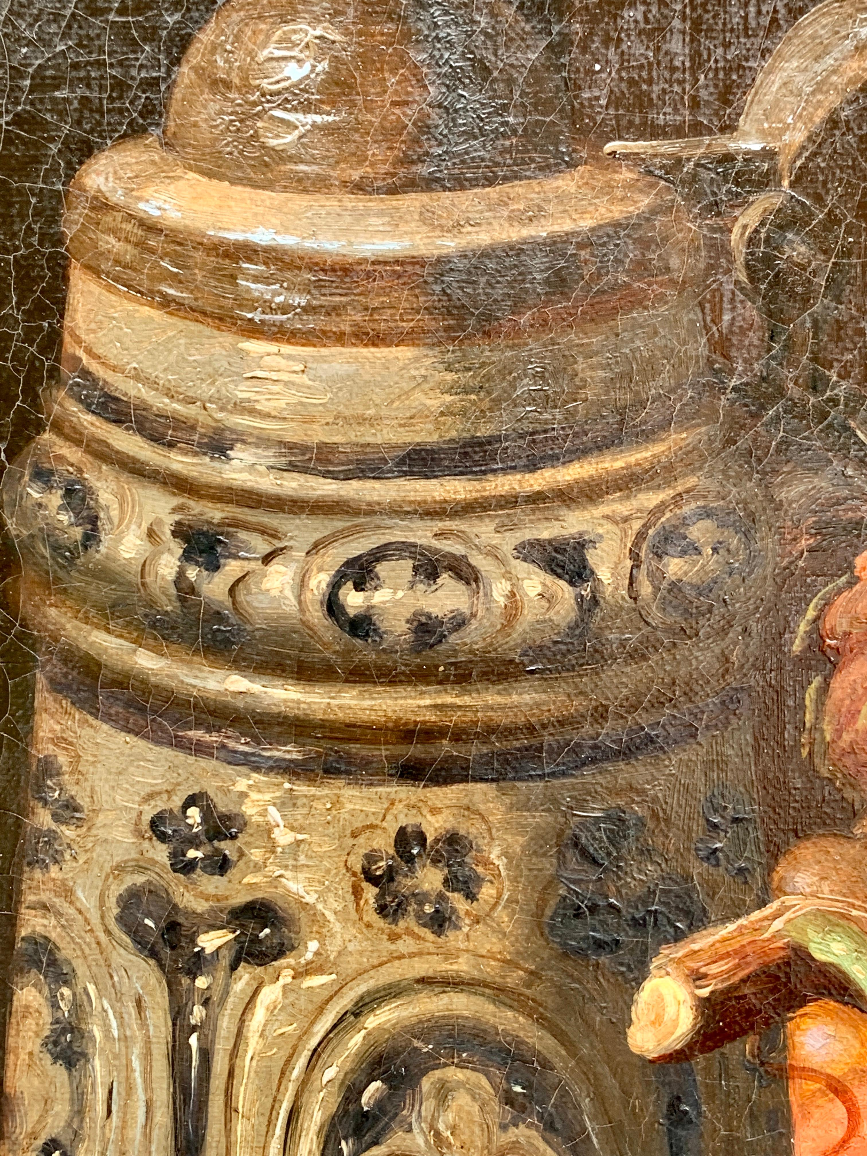 Huile anglaise du 19e siècle représentant une nature morte de fruits, A Silver allemand avec couvercle en argent - Marron Still-Life Painting par CHARLES THOMAS BALE