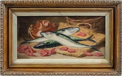 Charles Bale (inglese) - Natura morta del XIX secolo - Pesci e gamberetti