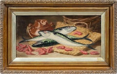 Charles Bale (British) - 19th century still life painting - Fish and shrimp