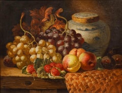 Charles Thomas Bale - Framed Late 19th Century Oil, Still Life of Grapes & Fruit