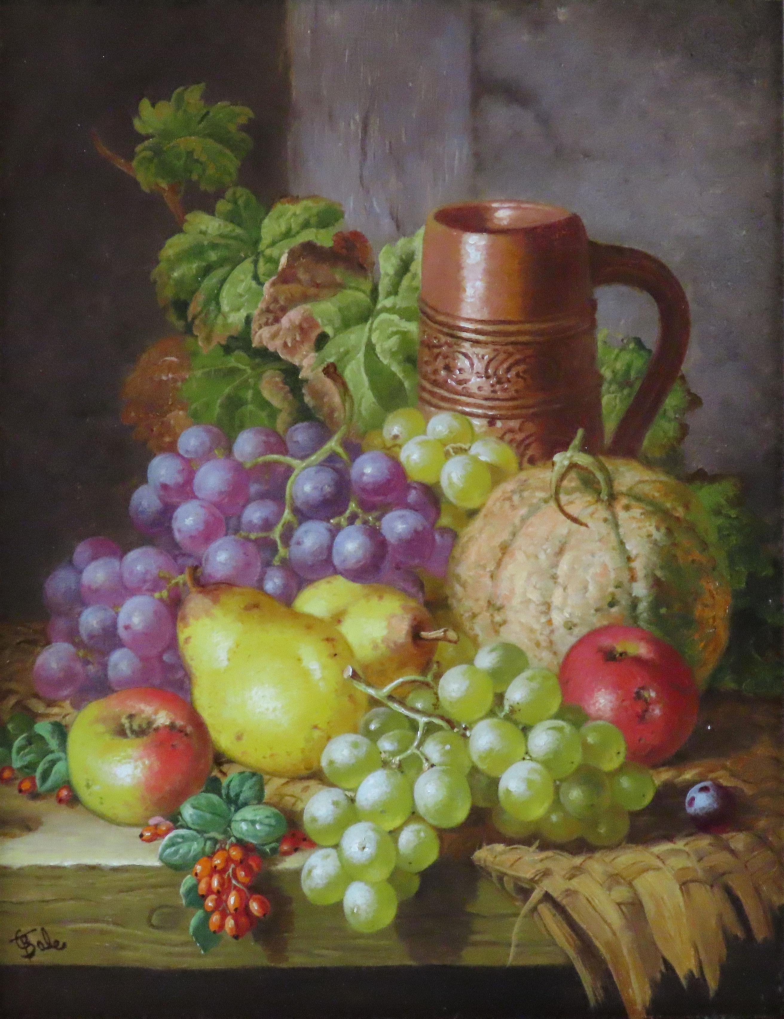 Original Ölgemälde auf Leinwand, Charles Thomas Bale, „Früchte und Wild Larder“, Öl (Braun), Still-Life Painting, von CHARLES THOMAS BALE
