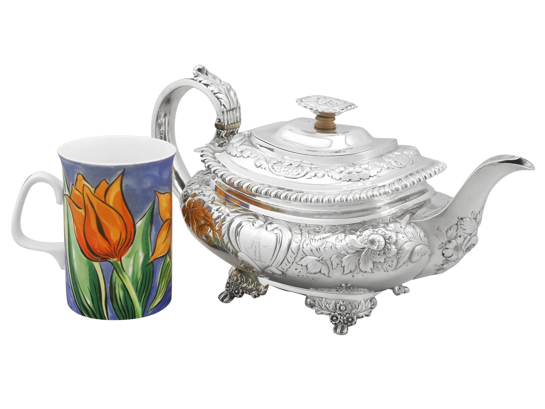 English Charles Thomas Fox Antique Sterling Silver Three Piece Tea Service For Sale