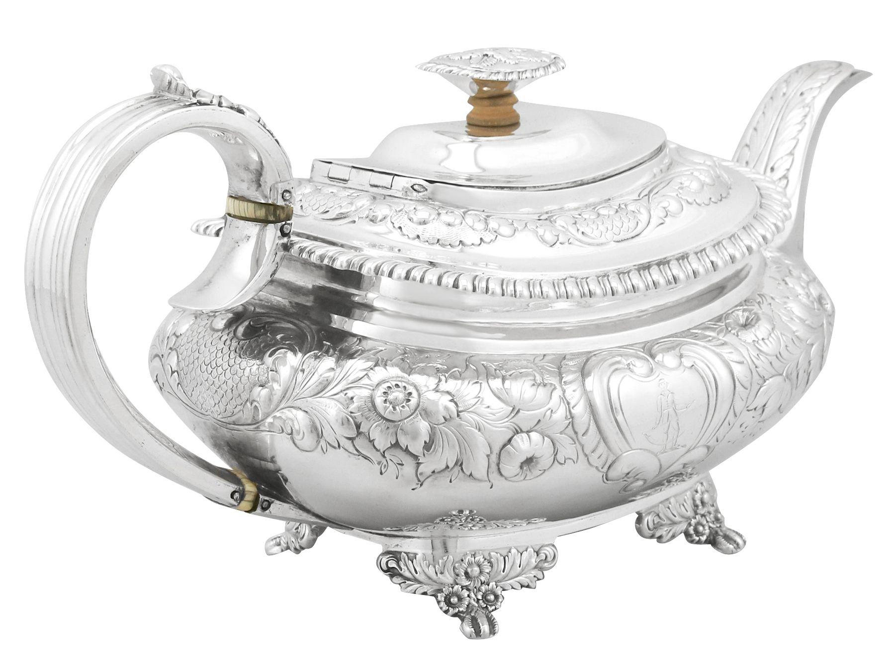 Charles Thomas Fox Antique Sterling Silver Three Piece Tea Service For Sale 1