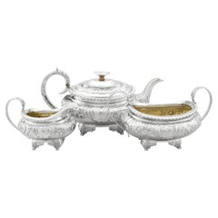 Charles Thomas Fox Antique Sterling Silver Three Piece Tea Service