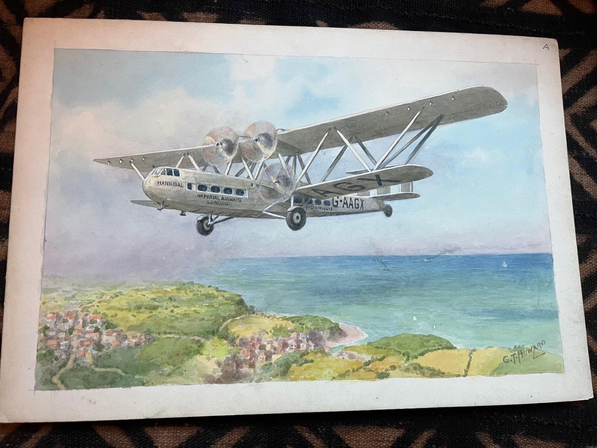 Aviazione dei primi del Novecento Aereo d'epoca Quadro con cornice - Painting di Charles Thomas Howard
