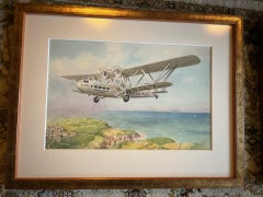 Early Twentieth Century Aviation Vintage Aircraft Airplane Framed Painting