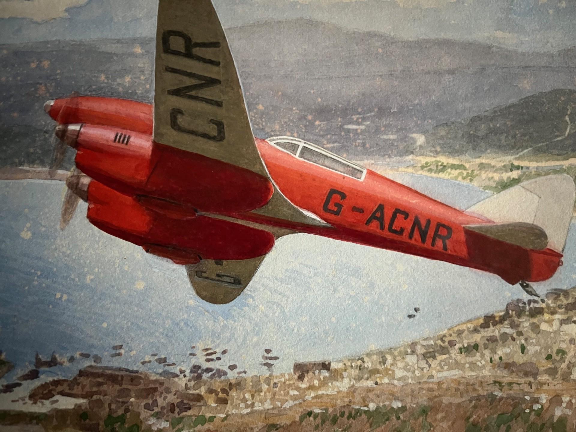 Aviation du début du Twentieth Century Vintage Aircraft Avion  Tableaux encadrés - Marron Landscape Painting par Charles Thomas Howard