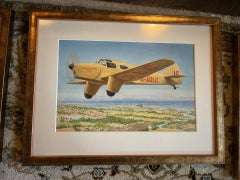 Early Twentieth Century Aviation Vintage Aircraft Airplane  Framed Paintings