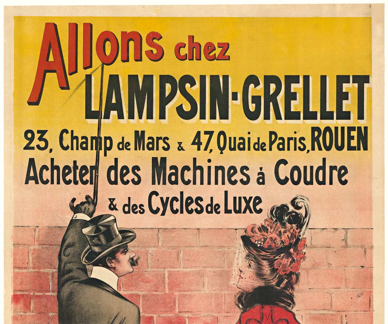 Original Lampsin - Grellet vintage art nouveau poster - Print by Charles Tichon