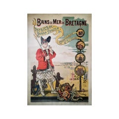 1892 Original poster for Chemins de fer d'Orléans : Bains de Bretagne Pornichet