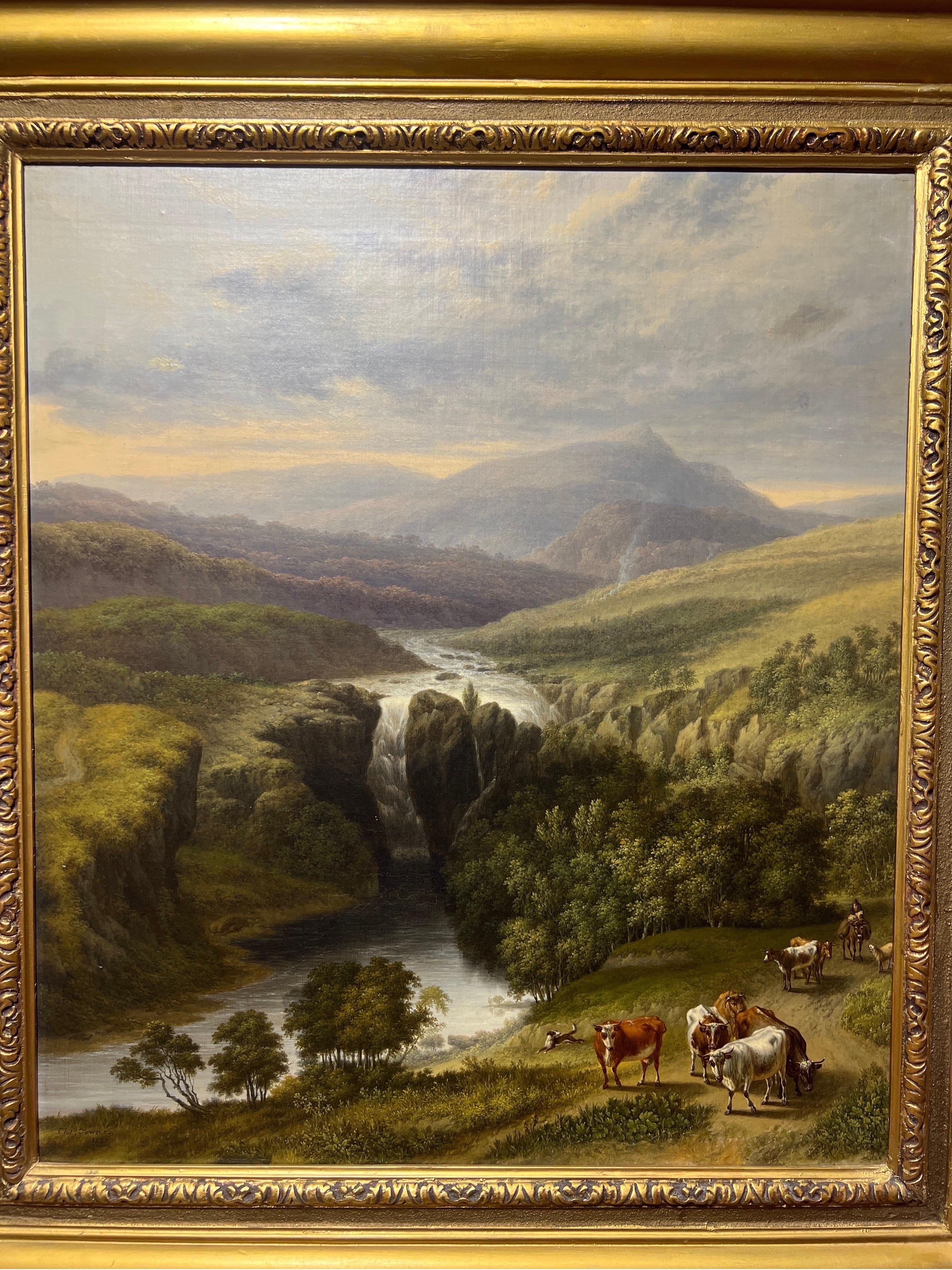 Britannique Charles Towes (anglais, 1763-1840) Paysage de campagne anglaise Huile sur toile en vente