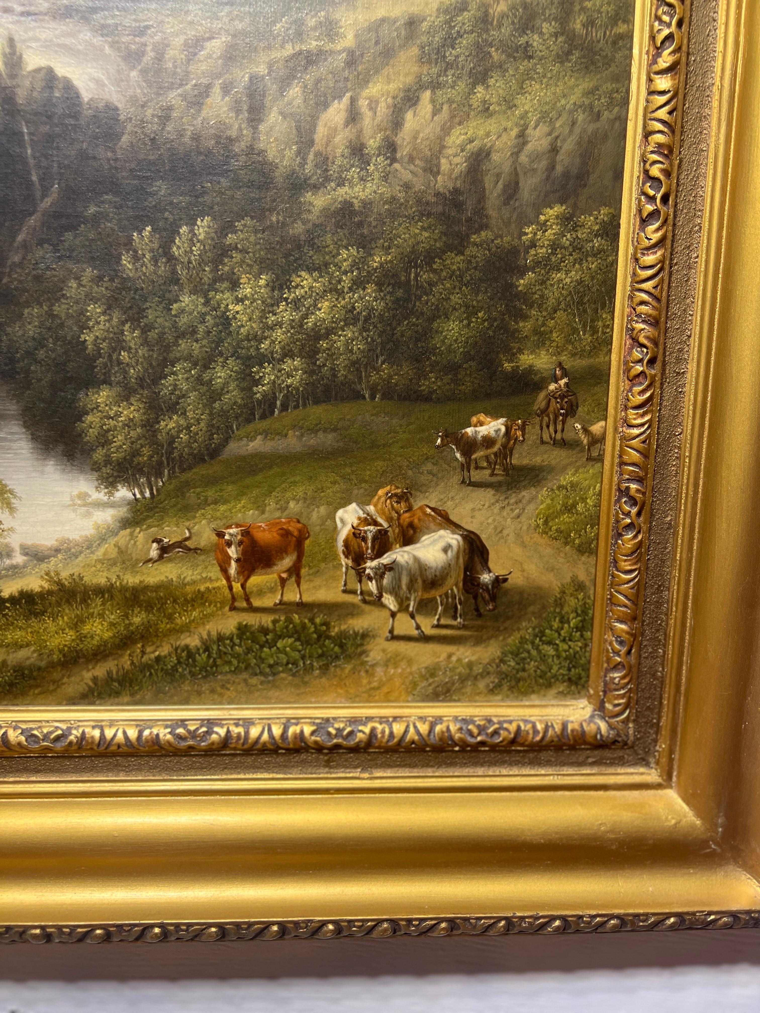 XIXe siècle Charles Towes (anglais, 1763-1840) Paysage de campagne anglaise Huile sur toile en vente