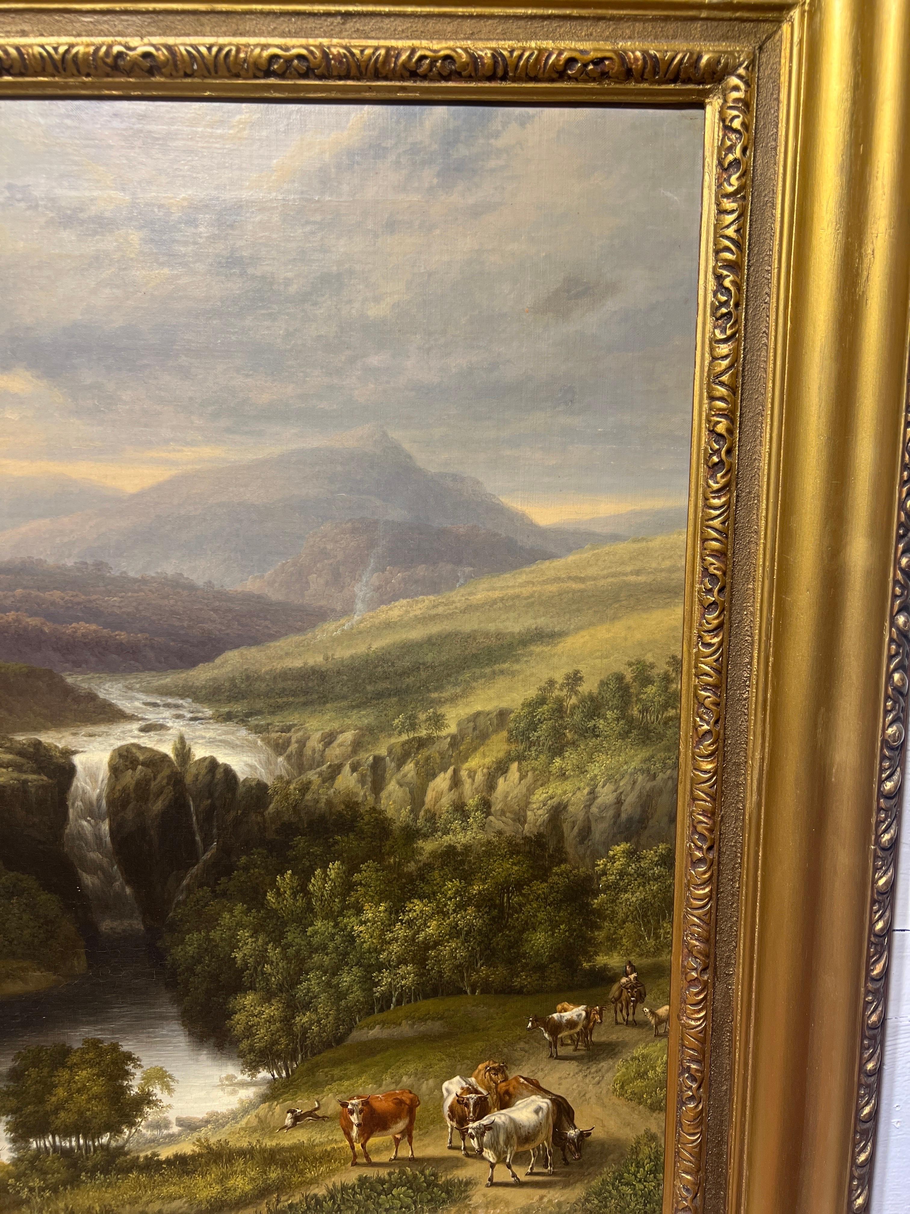 Toile Charles Towes (anglais, 1763-1840) Paysage de campagne anglaise Huile sur toile en vente