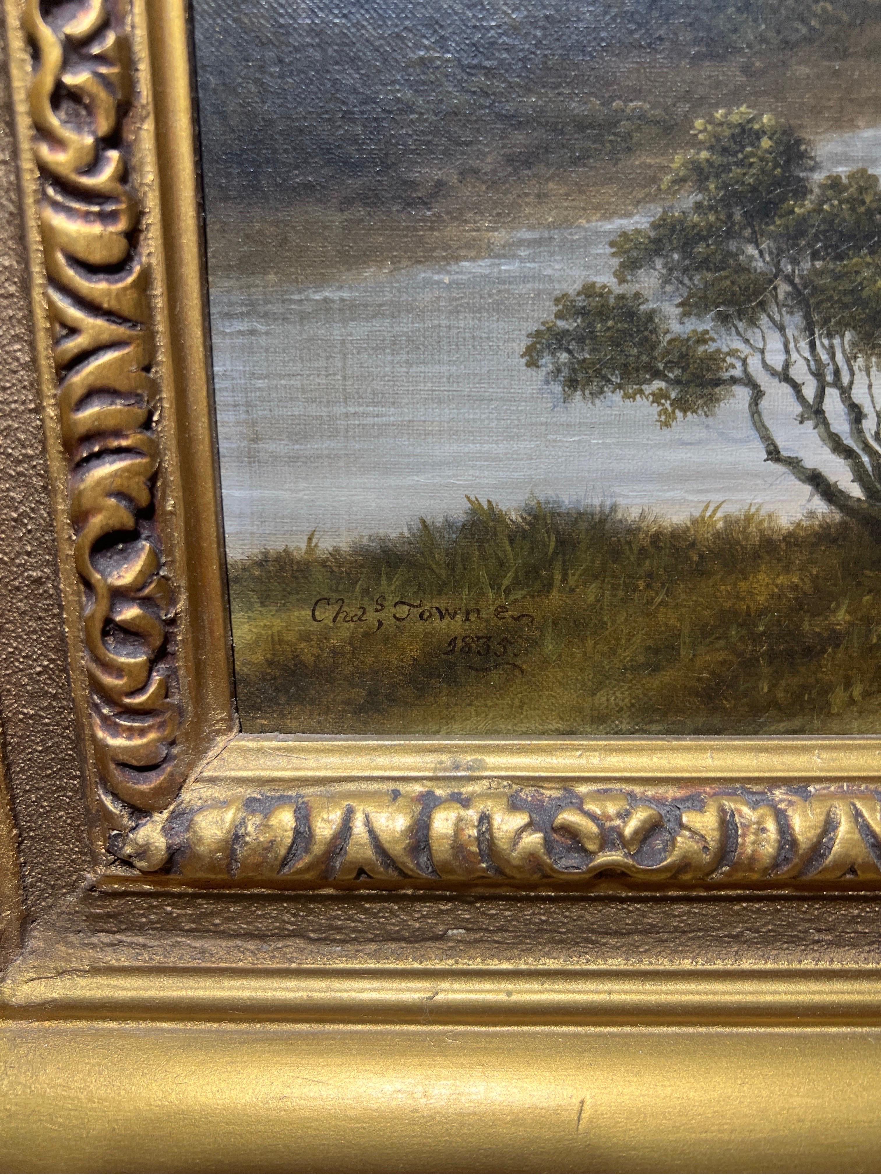 Charles Towes (anglais, 1763-1840) Paysage de campagne anglaise Huile sur toile en vente 3