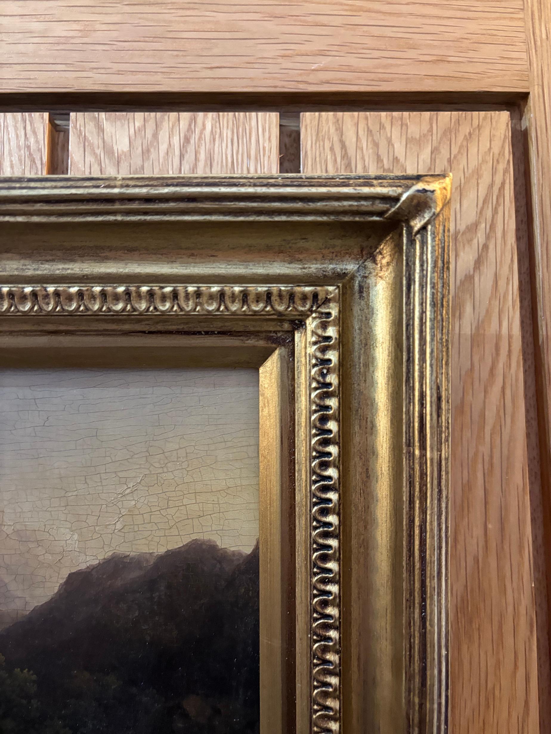19th Century Shepherd with sheep and horse in a river mountain landscape For Sale 2