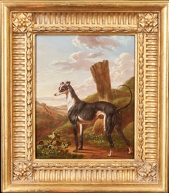 Antique A greyhound in a landscape